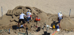 Our sand sculpting team built a giant Wetzel's sculpture